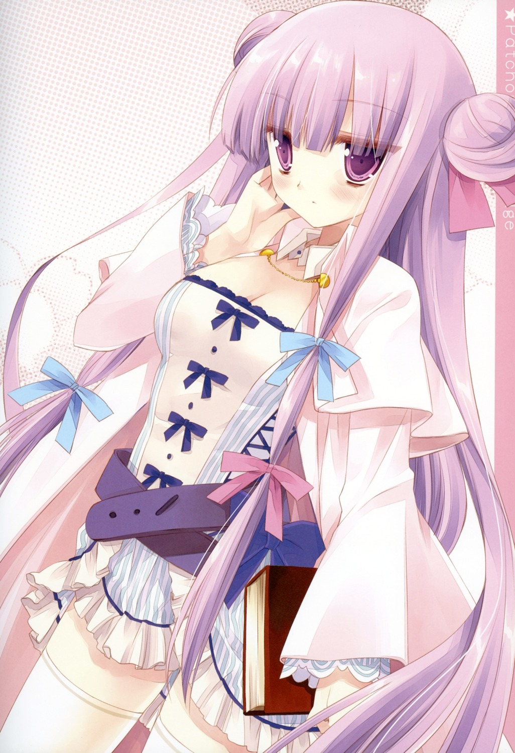 cleavage miyasu_risa patchouli_knowledge thighhighs touhou