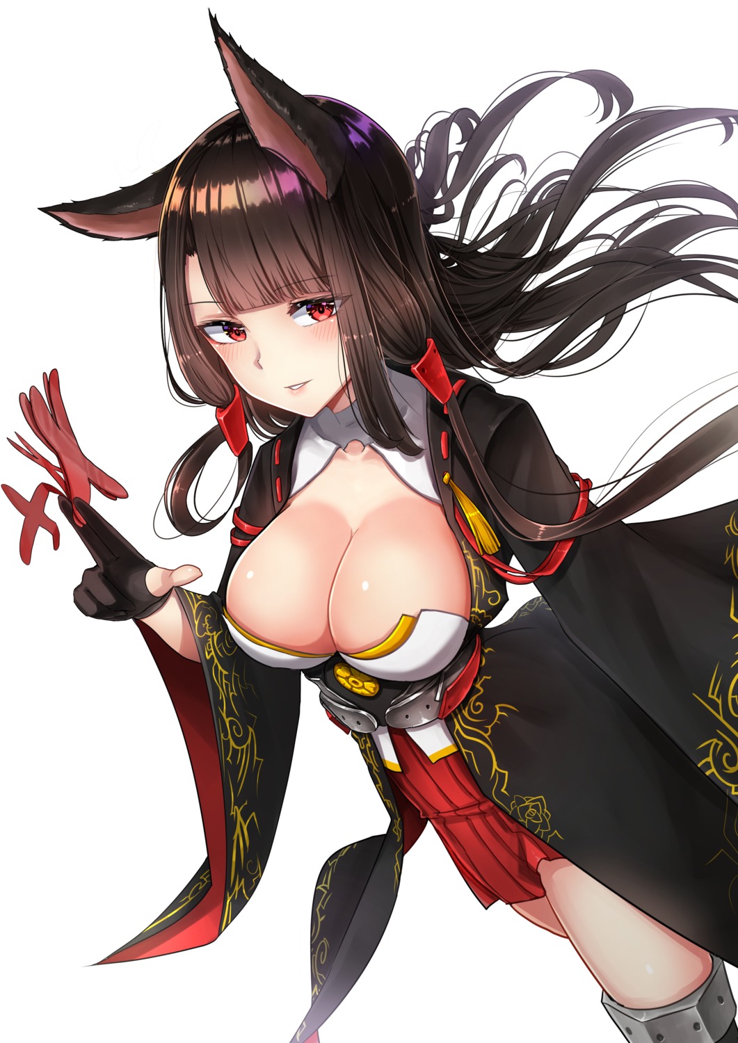 akagi_(azur_lane) animal_ears azur_lane cleavage gui_ss