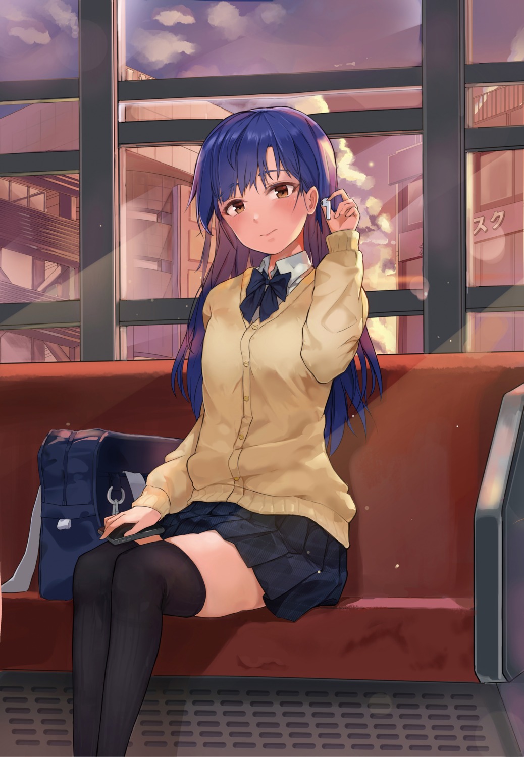 kisaragi_chihaya lv.p seifuku sweater the_idolm@ster thighhighs