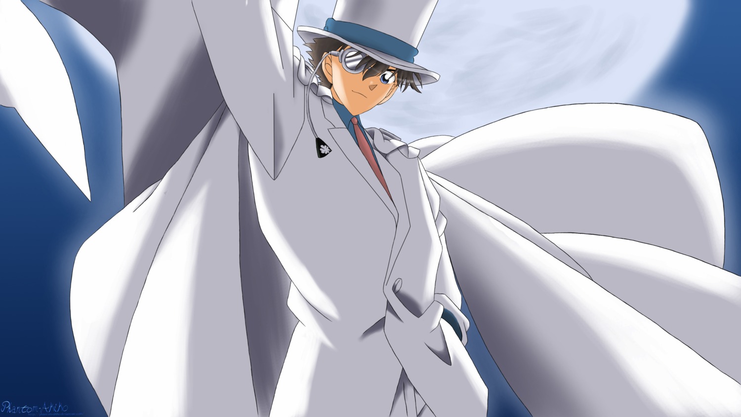 kuroba_kaito male megane meitantei_conan vector_trace watermark