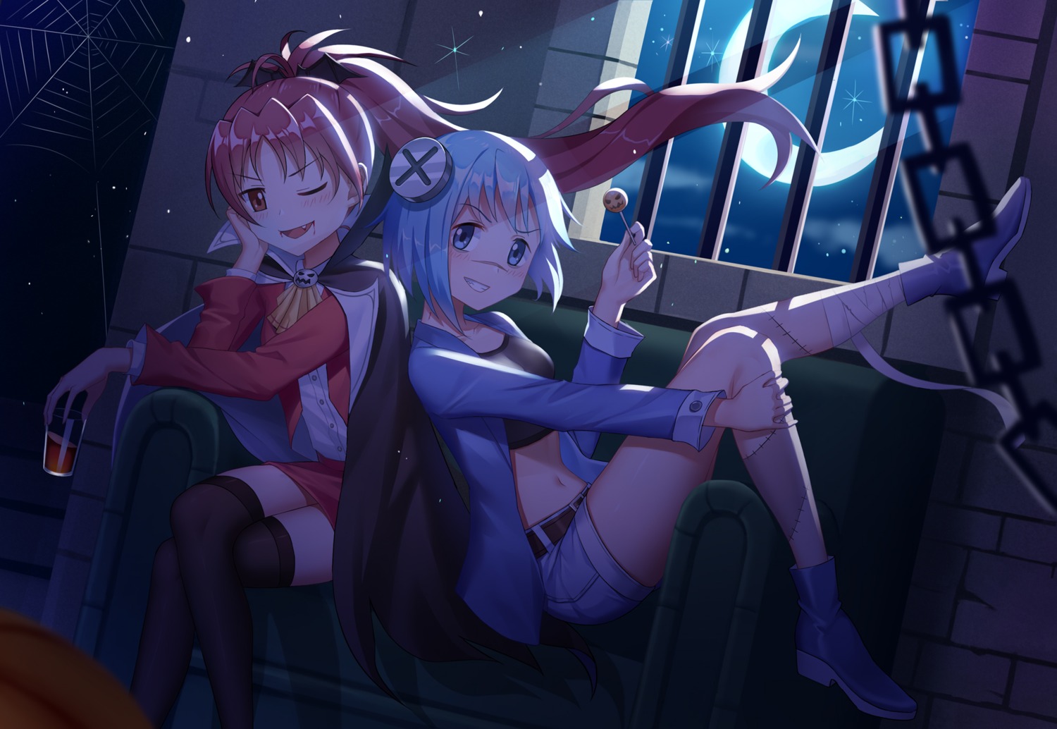 bandages blood du_mogu halloween heels miki_sayaka puella_magi_madoka_magica sakura_kyouko thighhighs