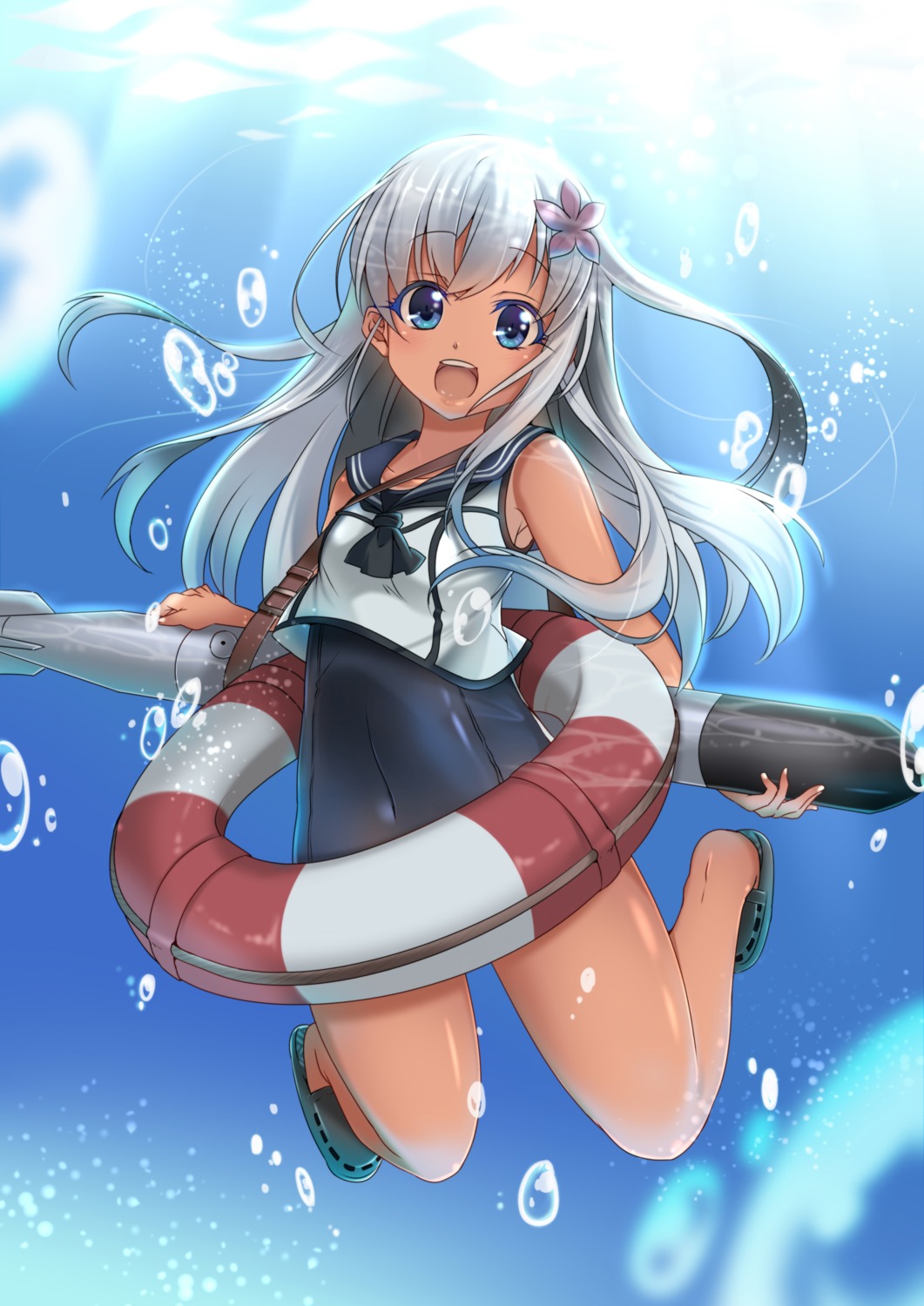 kantai_collection ro-500 school_swimsuit seifuku sesield swimsuits tan_lines