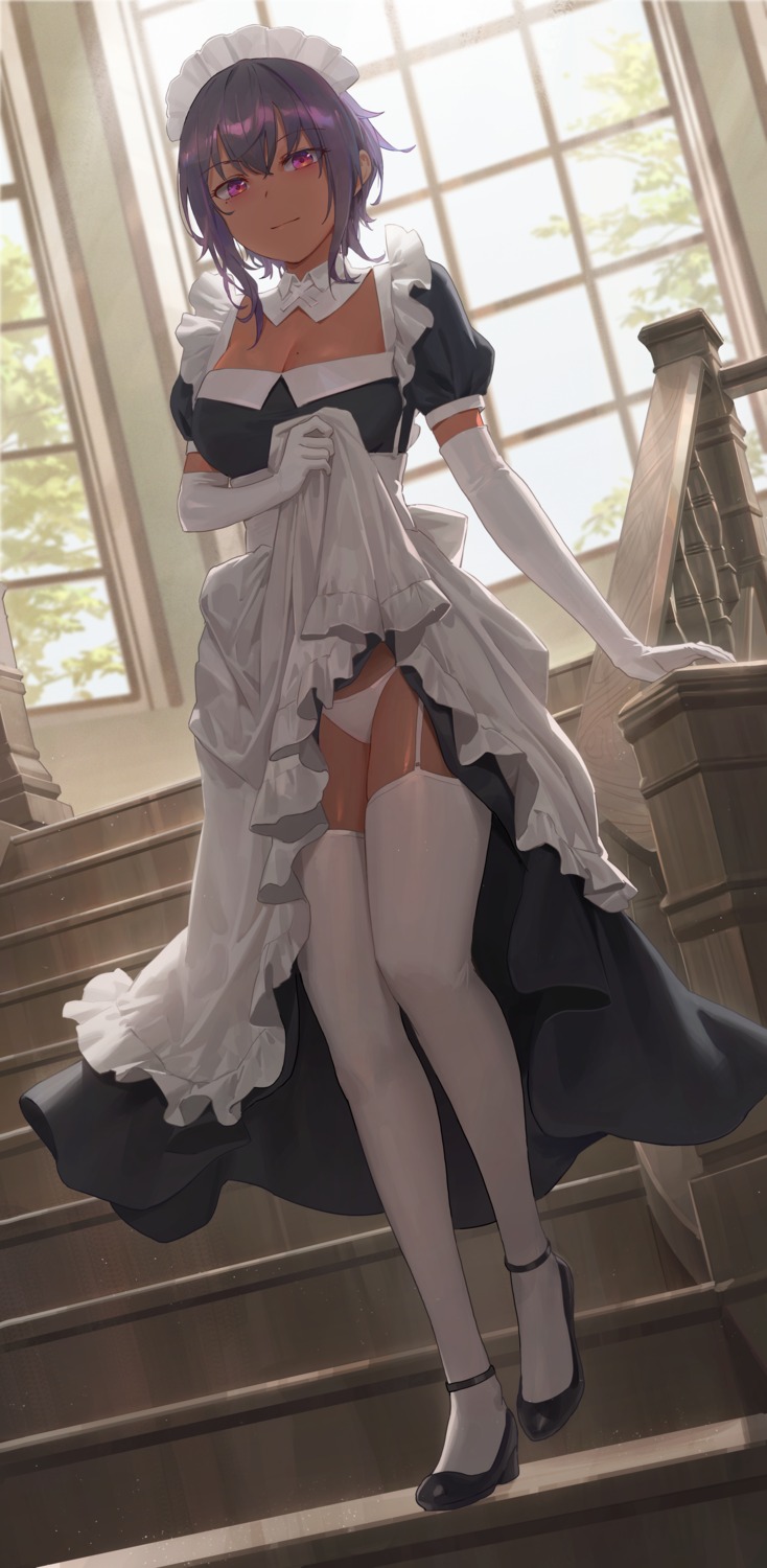 free_style_(yohan1754) lilith_(saikin_yatotta_maid_ga_ayashii) maid pantsu saikin_yatotta_maid_ga_ayashii skirt_lift stockings thighhighs