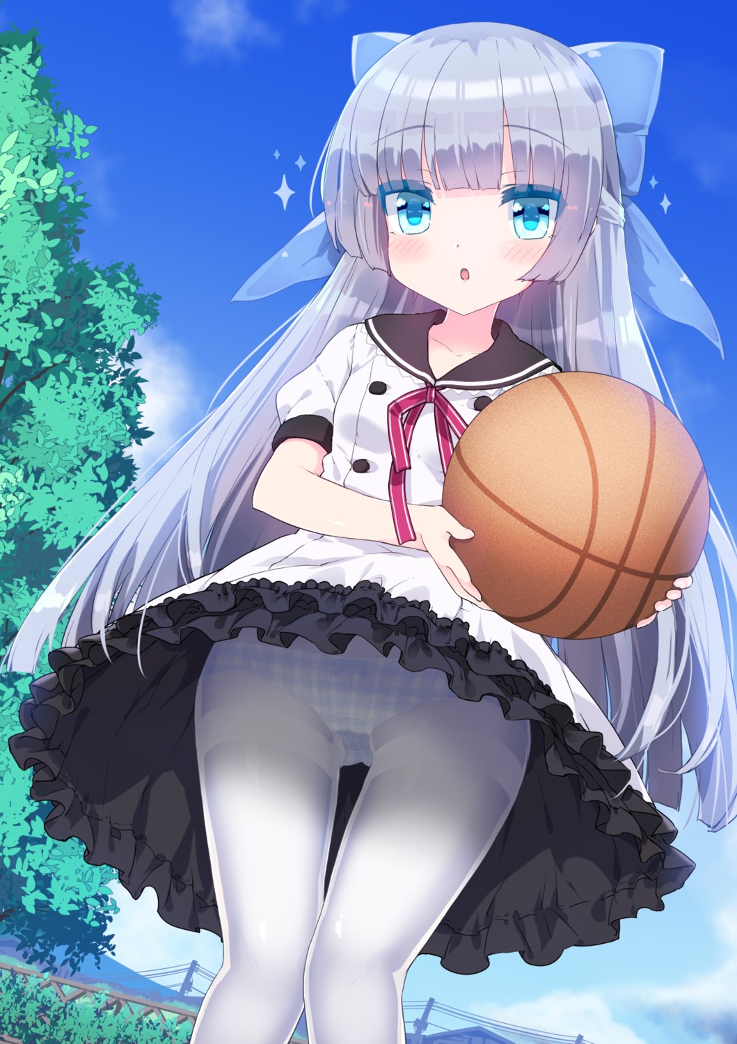 basketball ktsecond loli mimi_balguerie pantsu pantyhose ro-kyu-bu! ro-kyu-bu!_ss see_through seifuku skirt_lift