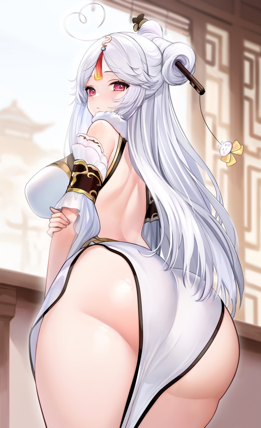 ass chinadress cosplay genshin_impact niliu_chahui ningguang no_bra tokisaki_mio