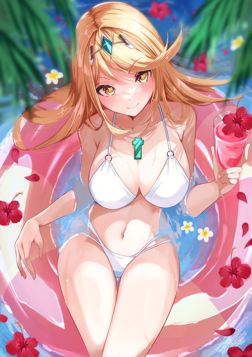 bikini hikari_(xenoblade_2) risumi swimsuits wet xenoblade xenoblade_chronicles_2