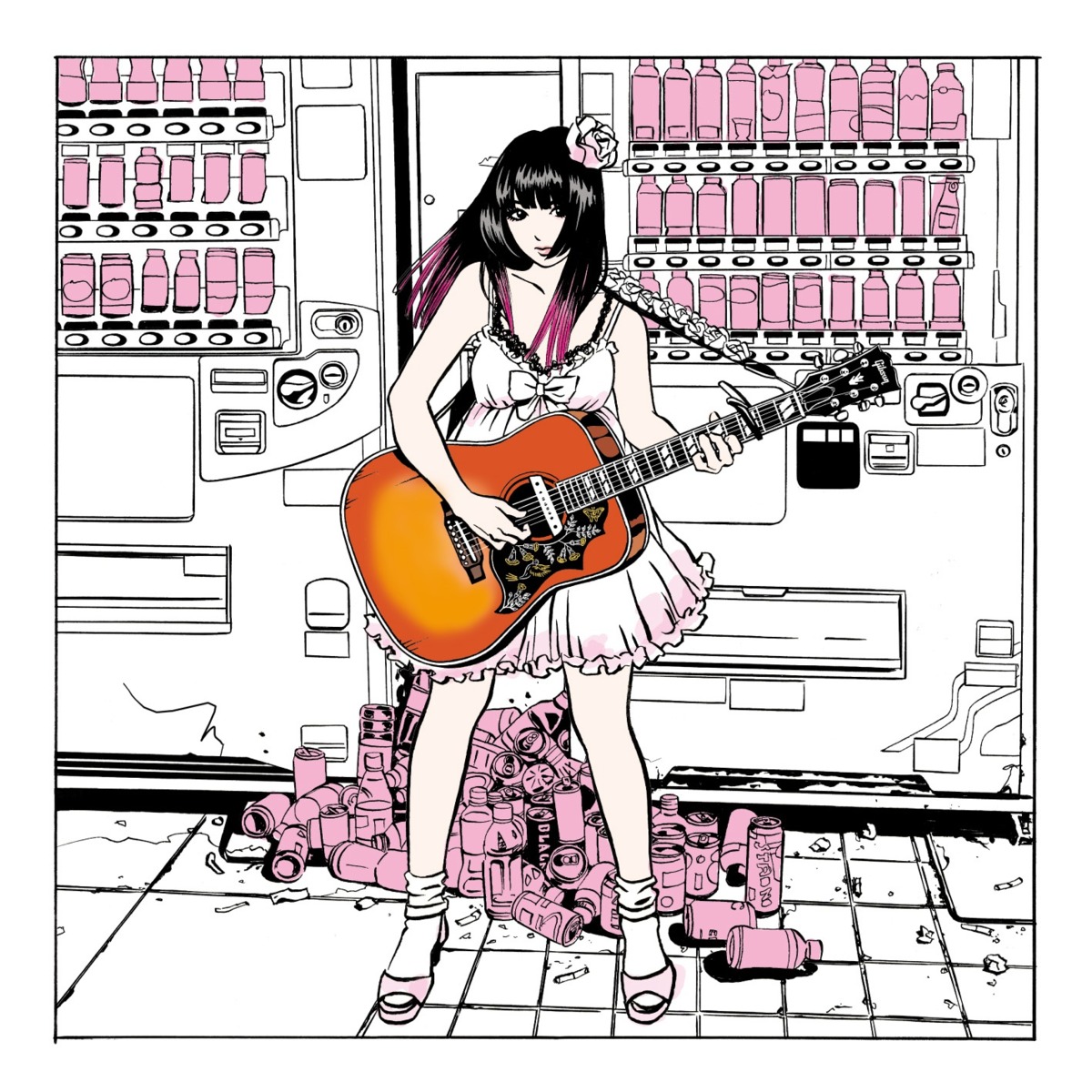 disc_cover dress eguchi_hisashi guitar heels