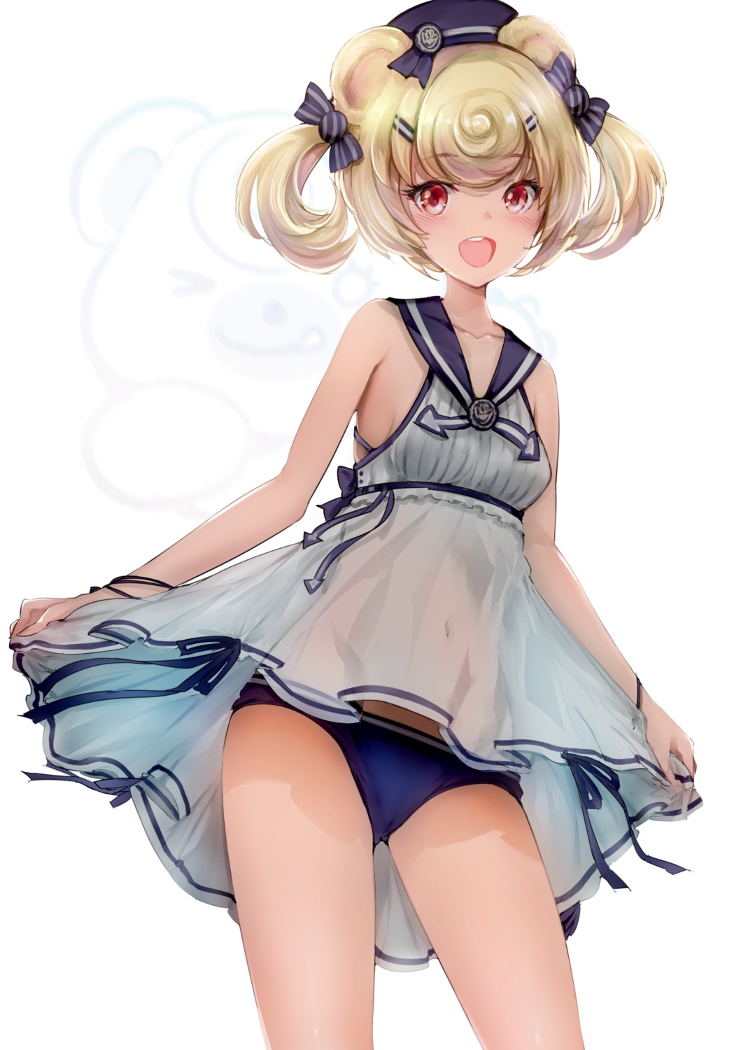 arknights dress gummy_(arknights) rihyaruto_bafuman see_through skirt_lift swimsuits