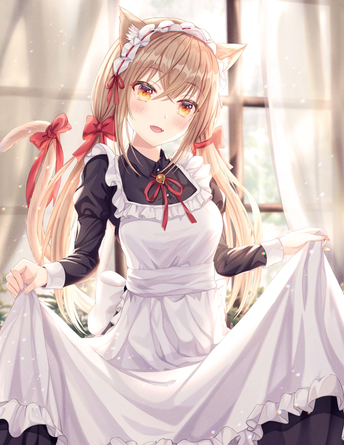 animal_ears funii maid nekomimi skirt_lift tail