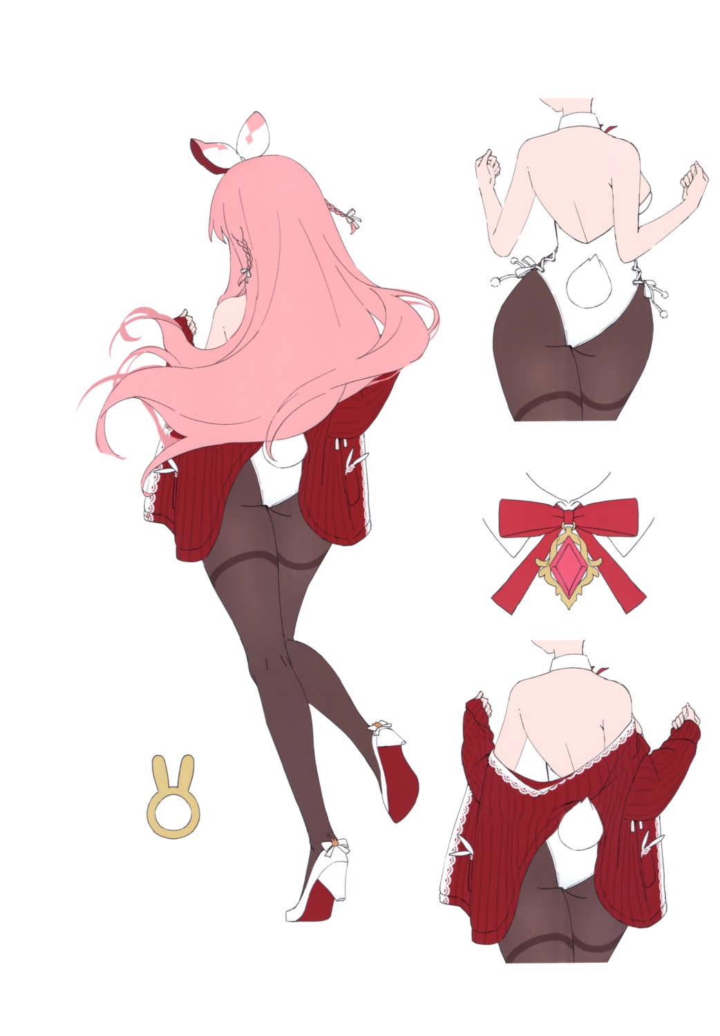 animal_ears ass atelier_live bunny_ears bunny_girl character_design heels no_bra pantyhose rosuuri rosuuri_(circle) rosuuri_(vtuber) sketch sweater tail