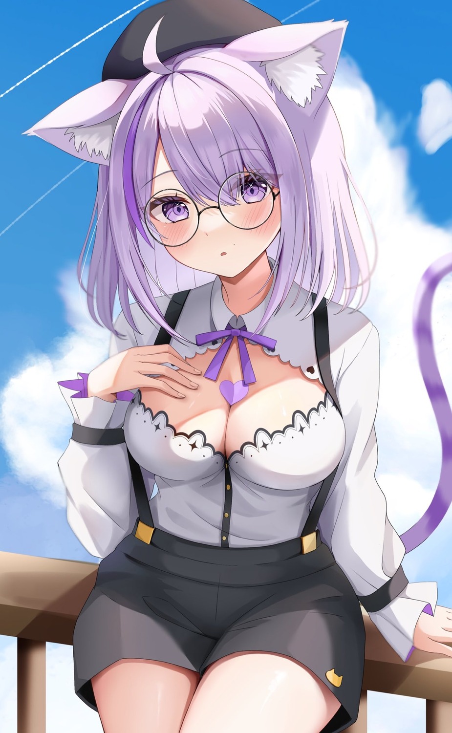 animal_ears hololive hololive_gamers megane nekomata_okayu nekomimi shinonome_shino tail