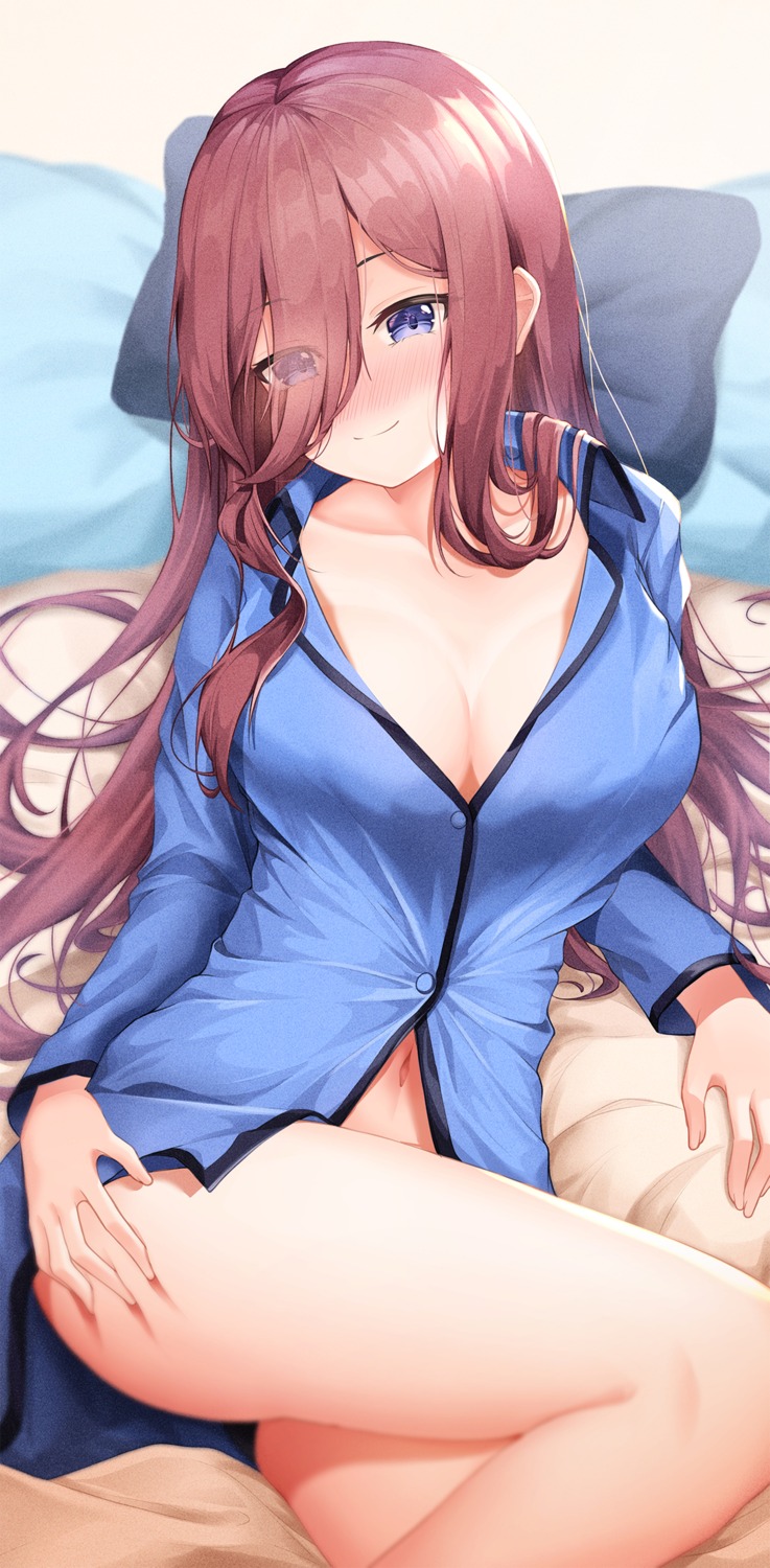 5-toubun_no_hanayome lancheu nakano_miku no_bra open_shirt pajama