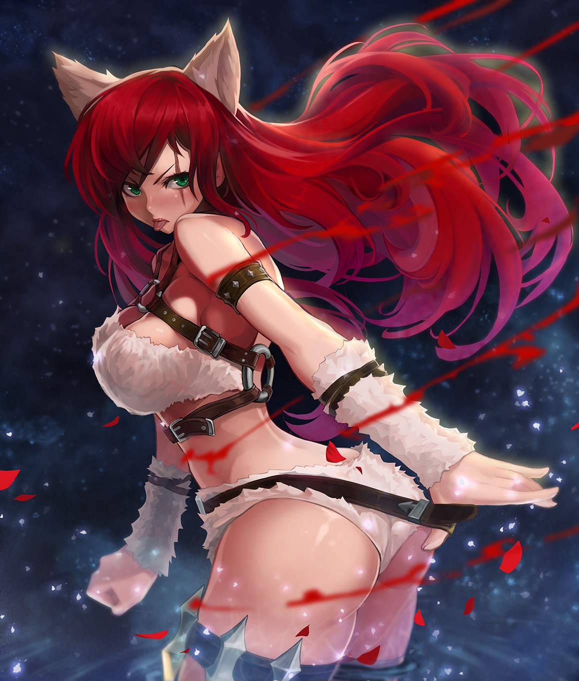 animal_ears ass bikini_armor cleavage goomrrat katarina_du_couteau league_of_legends nekomimi wet