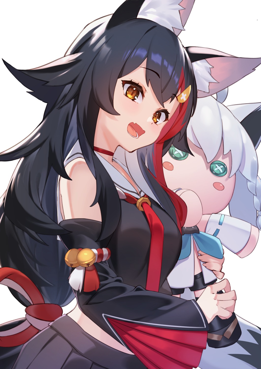 animal_ears chibi gallant99770 hololive hololive_gamers kitsune ookami_mio shirakami_fubuki