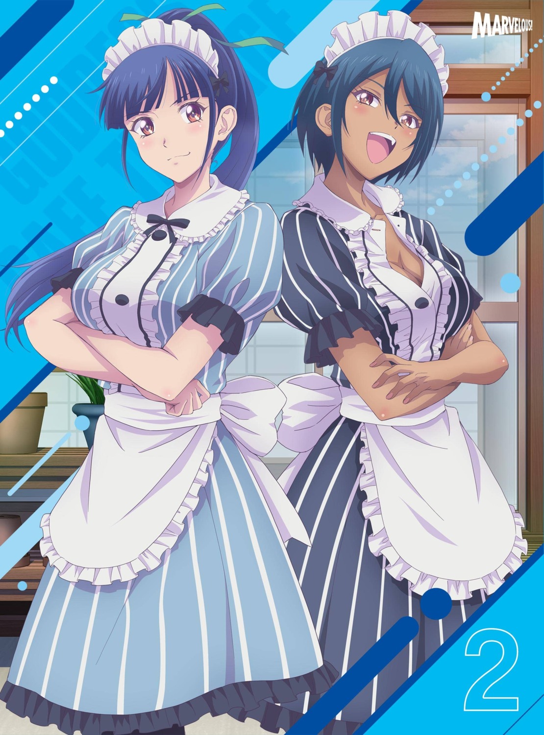 cleavage disc_cover maid megami_no_café_terrace noguchi_masatsune open_shirt tsuruga_ami valentina_azuma waitress