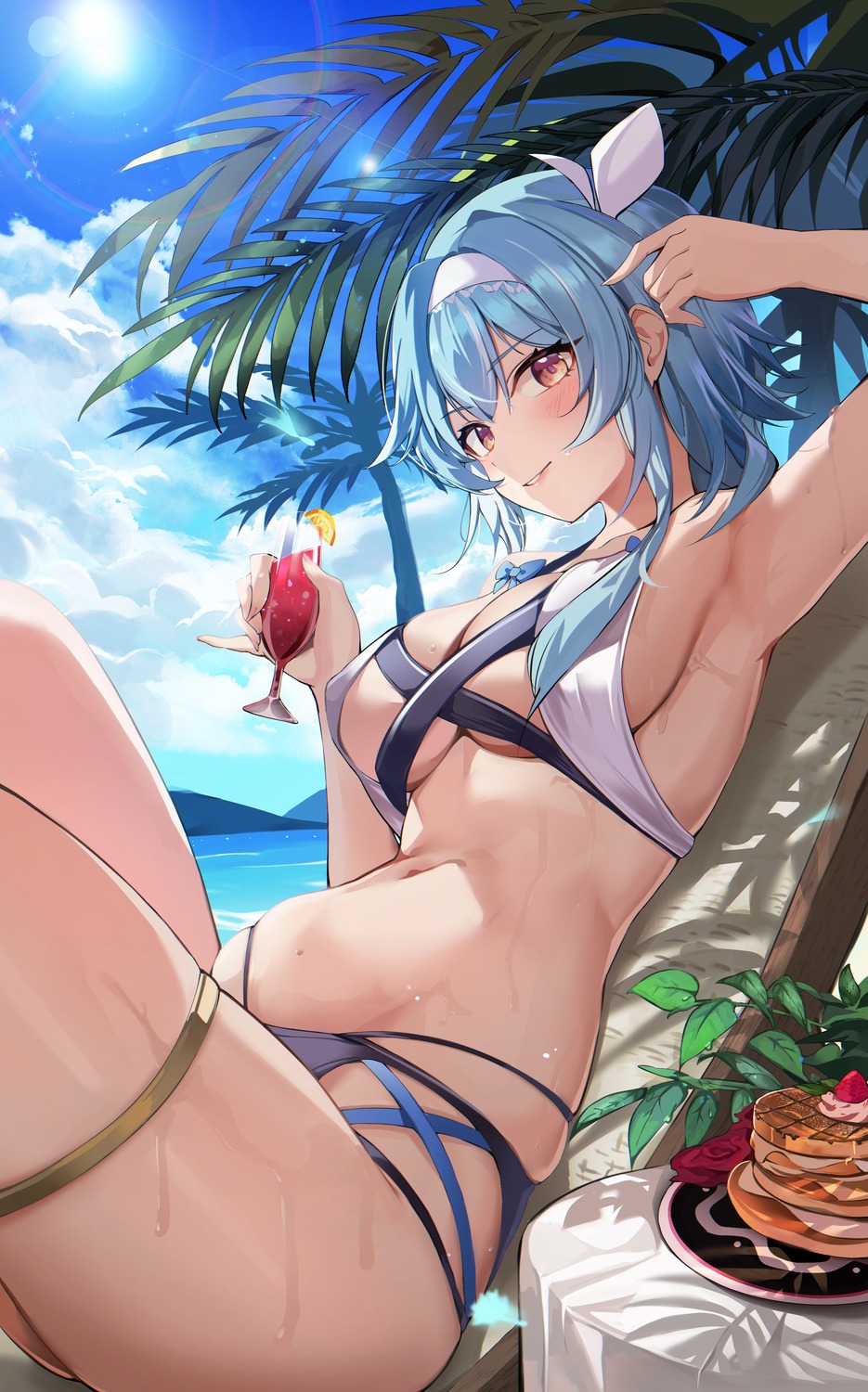 bikini eula garter genshin_impact hido_(meori_apu_da) swimsuits