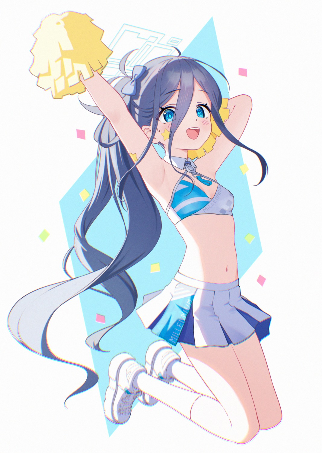 blue_archive cheerleader cosplay halo loli nekozuka_hibiki skirt_lift supersugar tattoo tendou_arisu