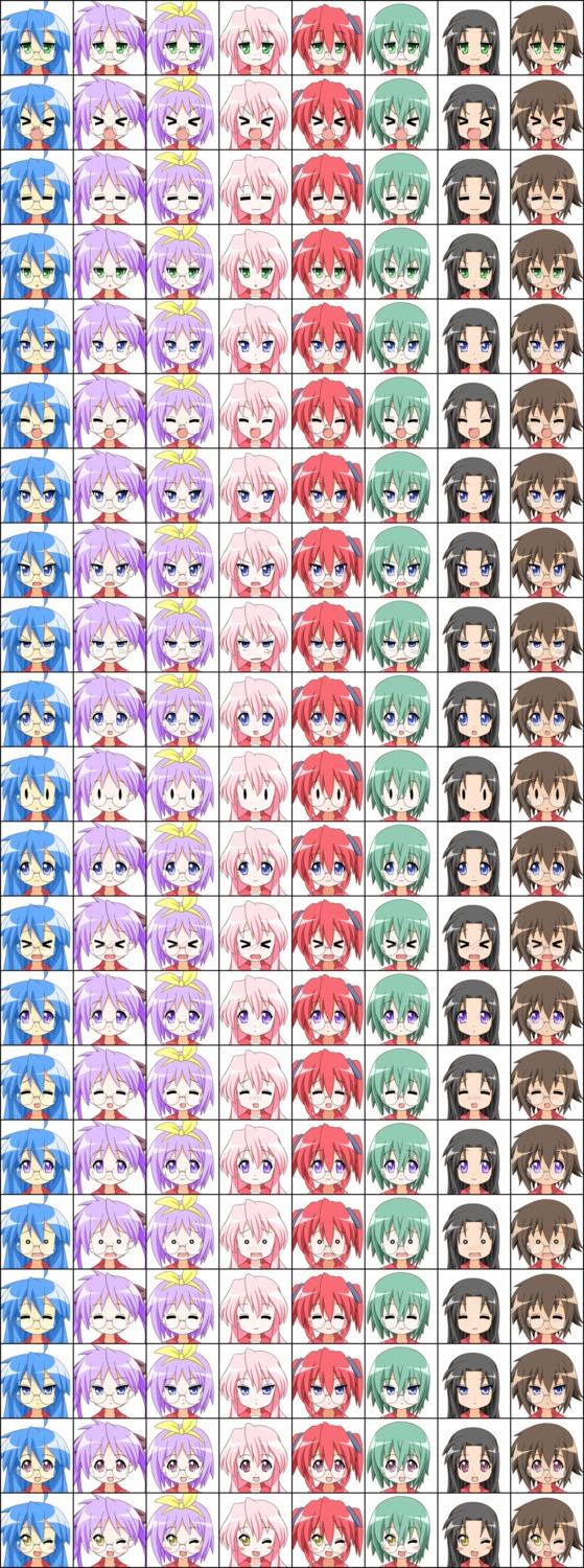 hiiragi_kagami iwasaki_minami izumi_konata kobayakawa_yutaka kusakabe_misao lucky_star megane tamura_hiyori yosinaka_hiro