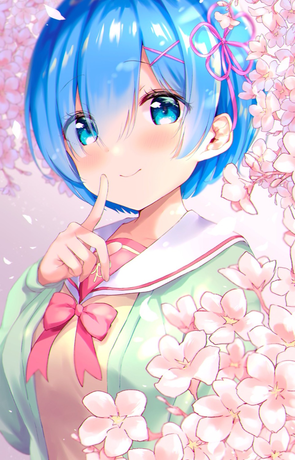 amedama_con re_zero_kara_hajimeru_isekai_seikatsu rem_(re_zero) seifuku sweater