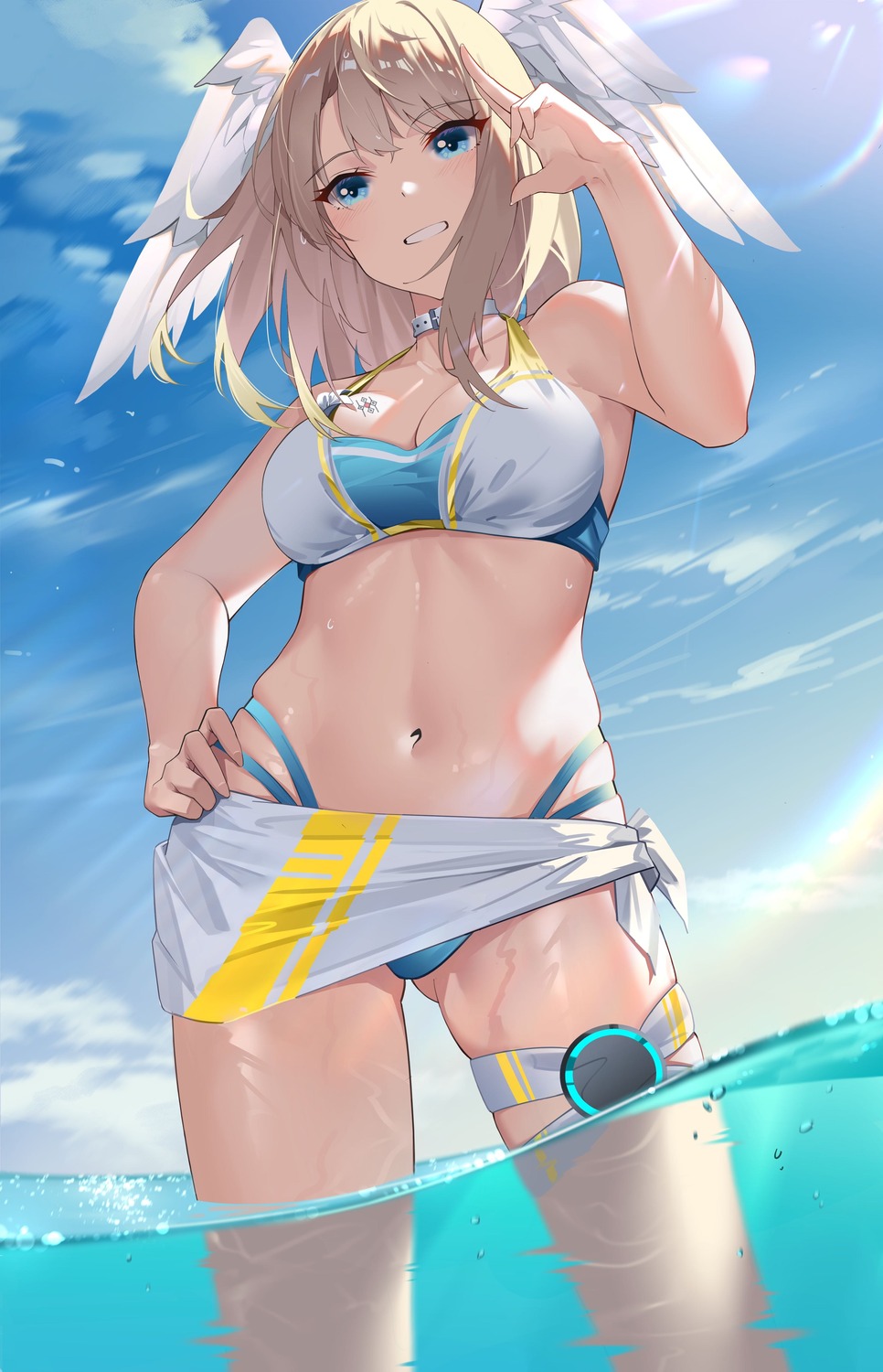 bikini eunie evan_(pixiv7510743) garter swimsuits tattoo wet wings xenoblade xenoblade_chronicles_3