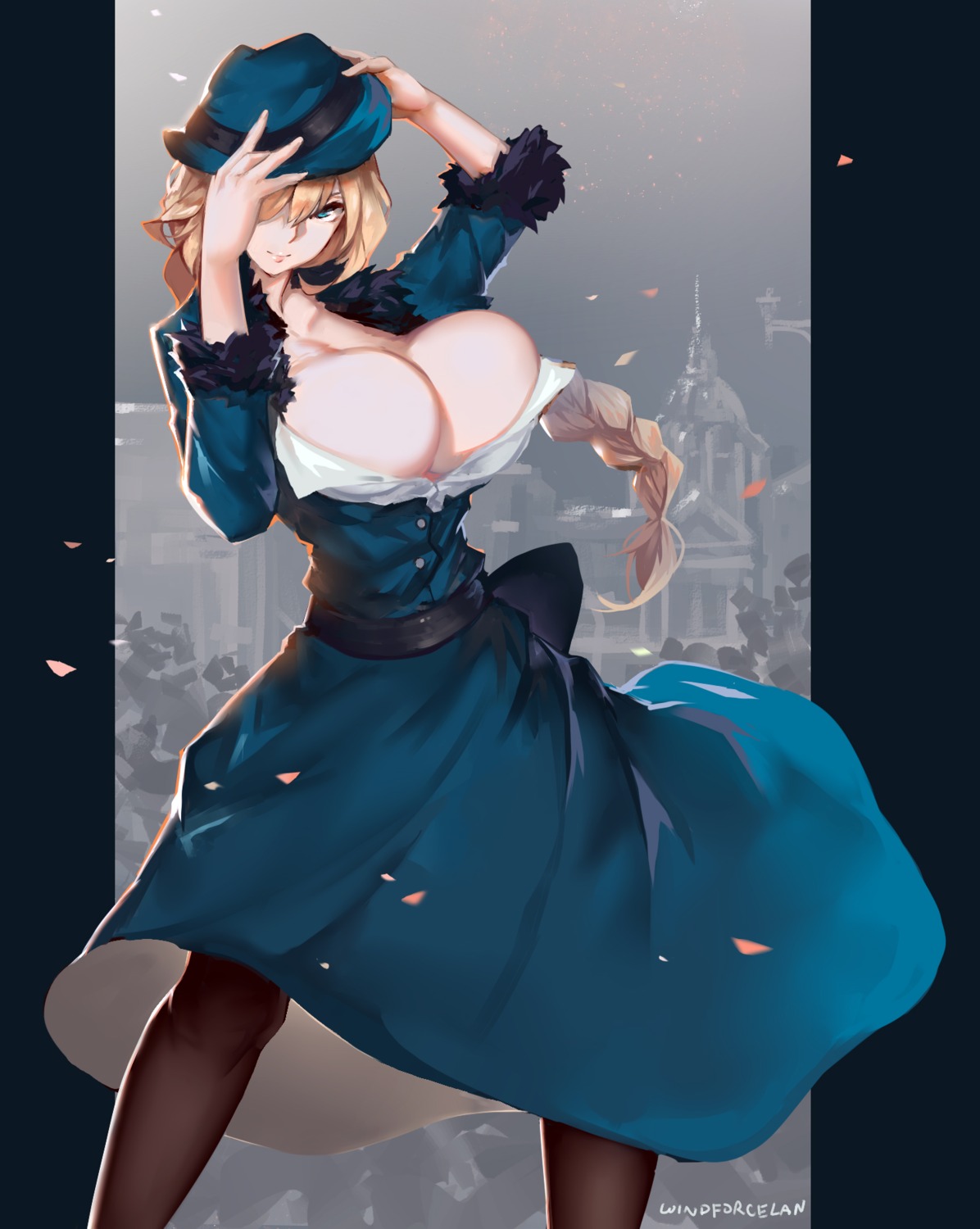 cleavage des_moines_(zhanjianshaonv) dress no_bra open_shirt windforcelan zhanjianshaonv