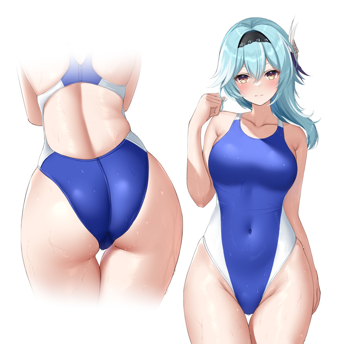 ass eula genshin_impact ncontrail_(mgax7527) swimsuits wet