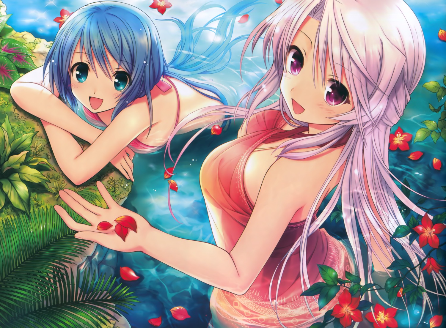 august bikini daitoshokan_no_hitsujikai fixed mochizuki_maho swimsuits tagme takigawa_aoi wet