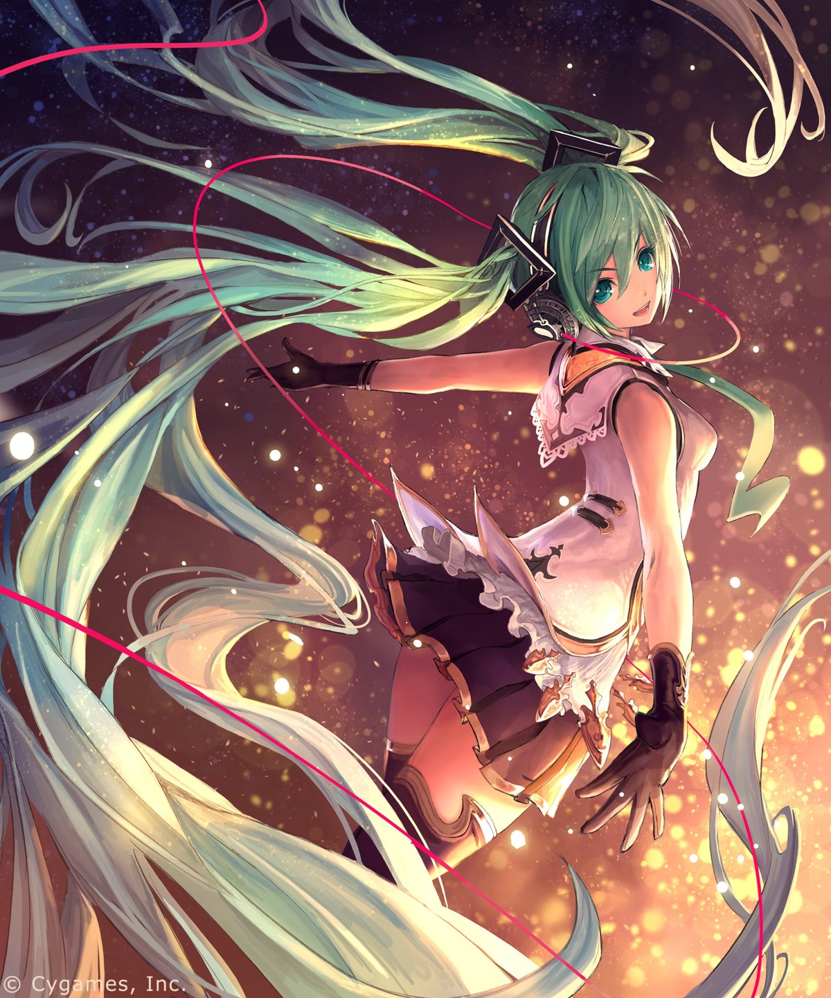 hatsune_miku headphones shingeki_no_bahamut tachikawa_mushimaro thighhighs vocaloid