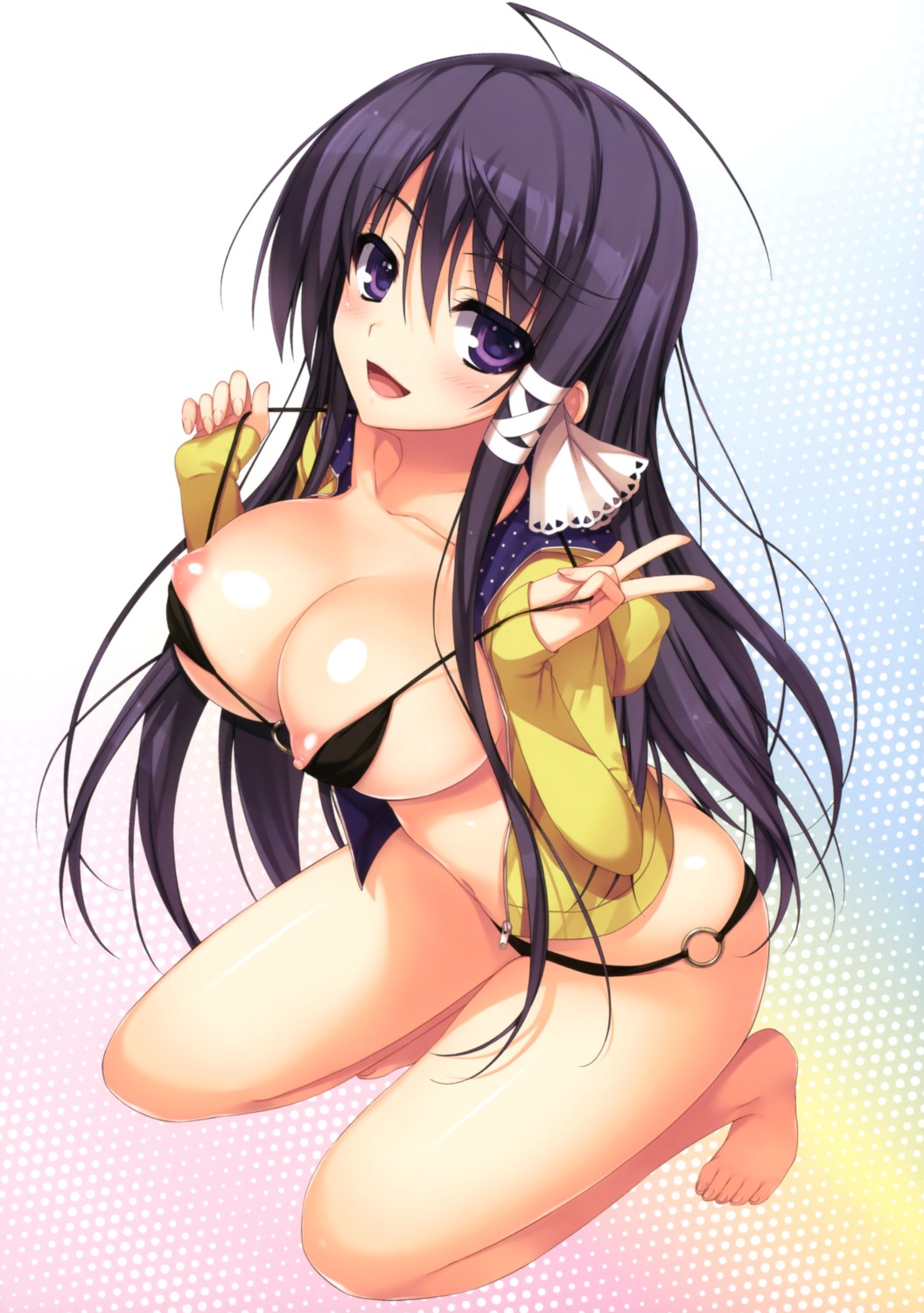 bikini breast_hold mizuno_rin nipple_slip nipples open_shirt reminiscence scanning_resolution swimsuits tomose_shunsaku