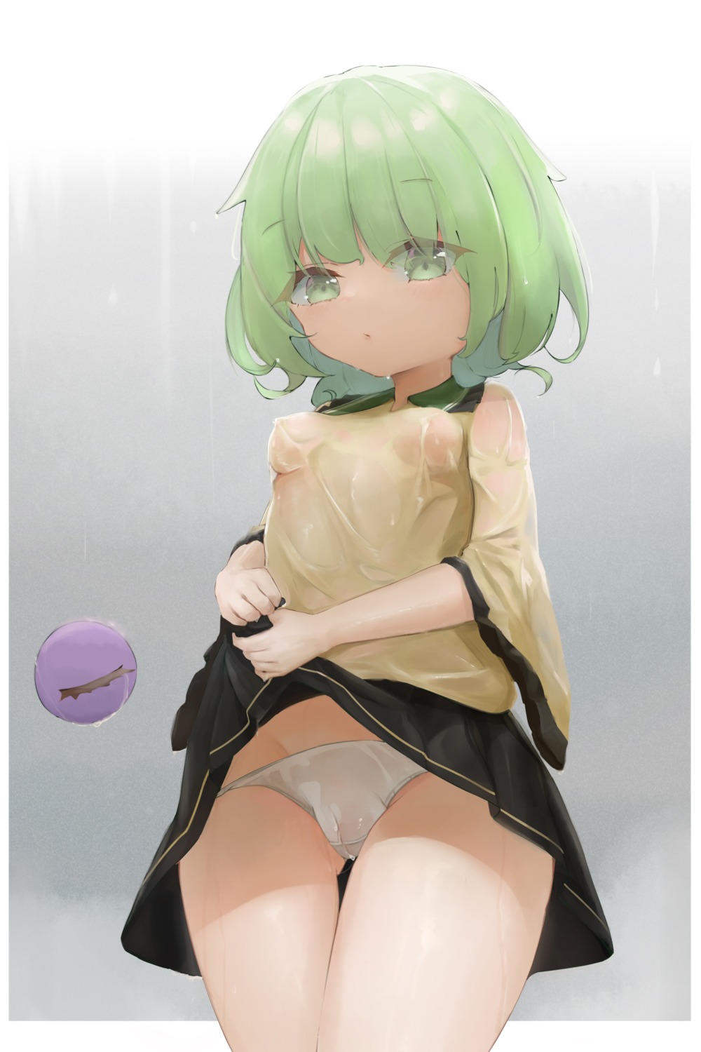 areola berserker_r cameltoe erect_nipples komeiji_koishi no_bra pantsu see_through seifuku skirt_lift touhou wet_clothes