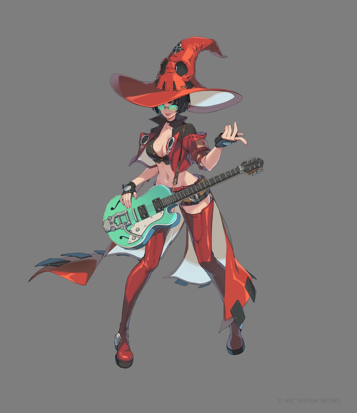 counter:side guilty_gear guitar i-no megane no_bra open_shirt thighhighs transparent_png witch