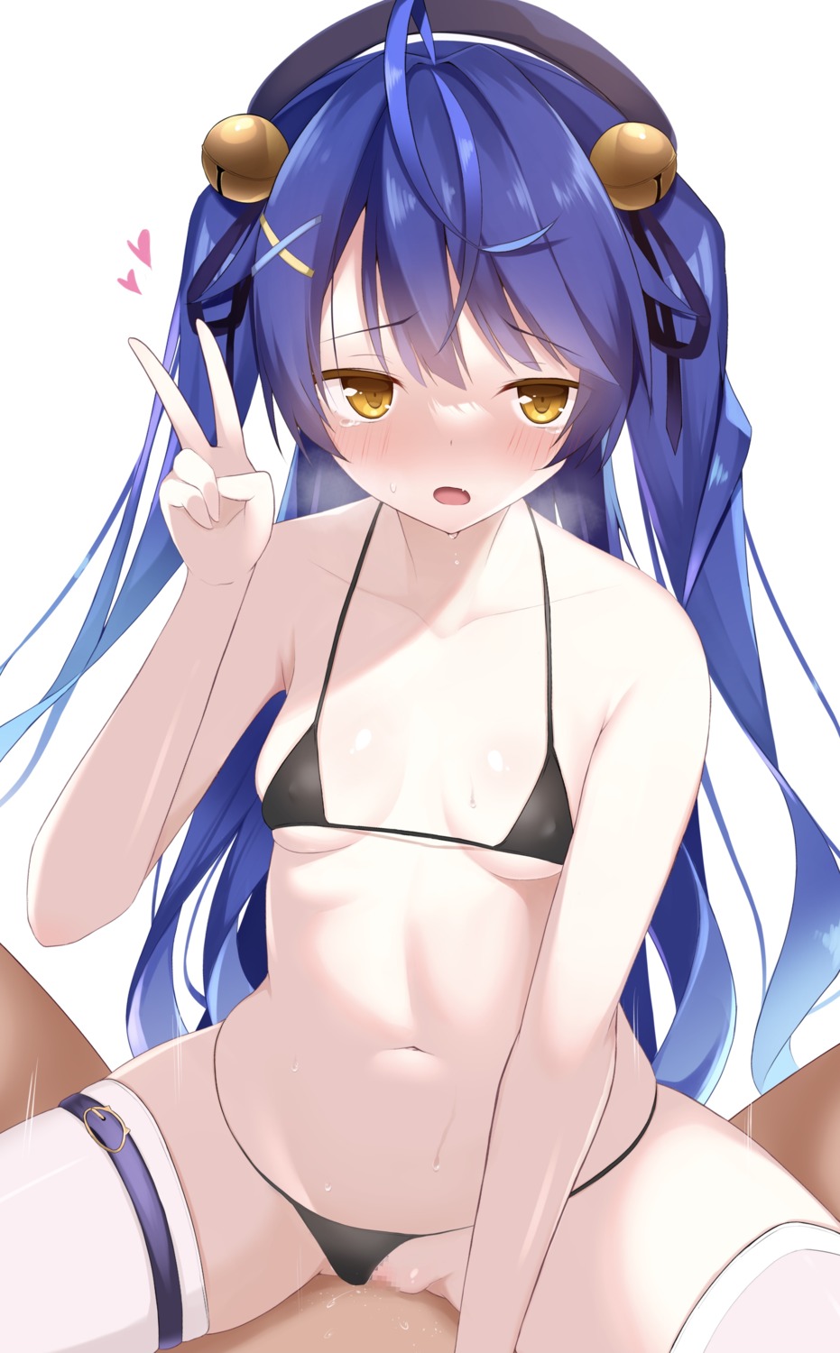 amamiya_kokoro bikini censored garter growing_naru nijisanji panty_pull pussy pussy_juice sex swimsuits thighhighs thong wet