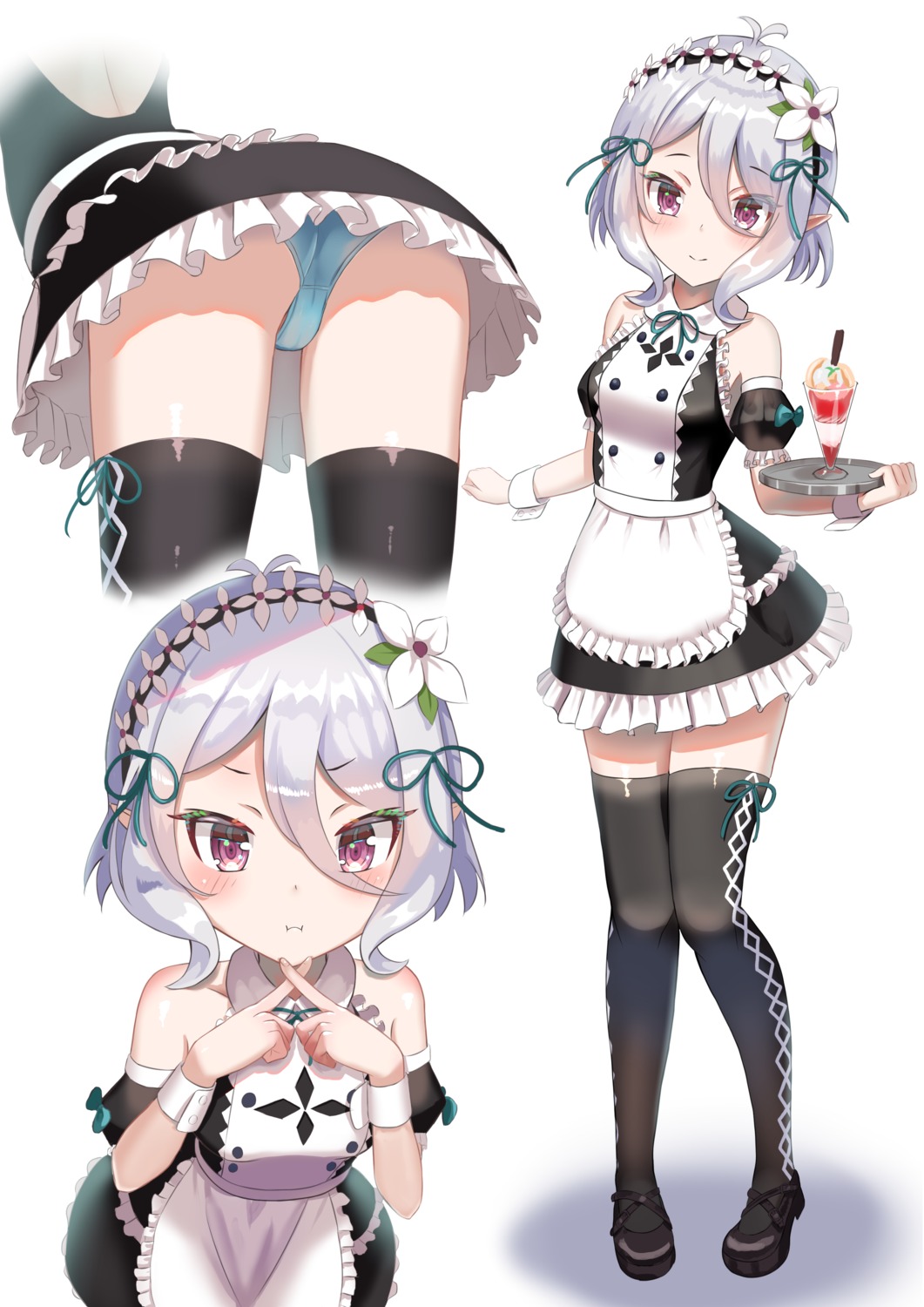 ass cameltoe kokkoro maid pantsu pointy_ears princess_connect princess_connect!_re:dive skirt_lift thighhighs wanderlucia