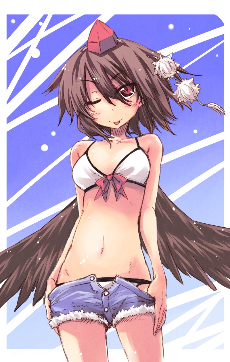 bikini hikawa_shou shameimaru_aya swimsuits touhou wings