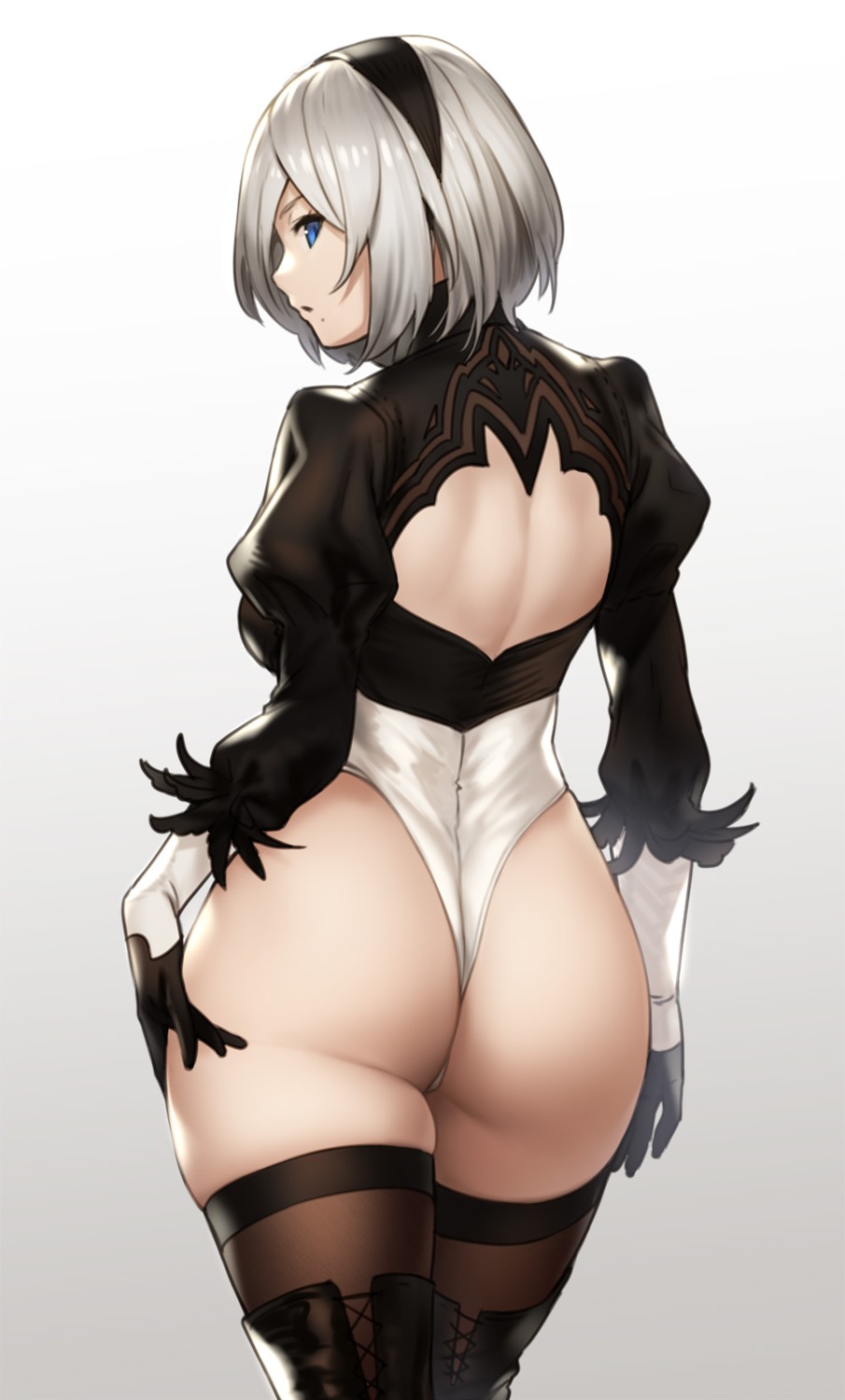 ass leotard nier nier_automata thighhighs