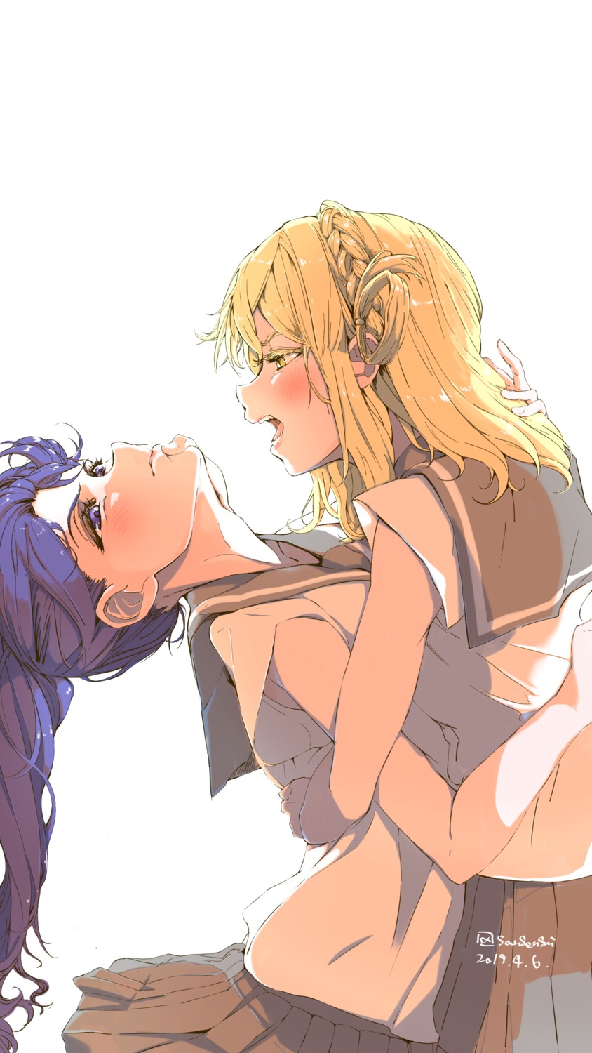 love_live!_sunshine!! matsuura_kanan ohara_mari seifuku tagme yuri