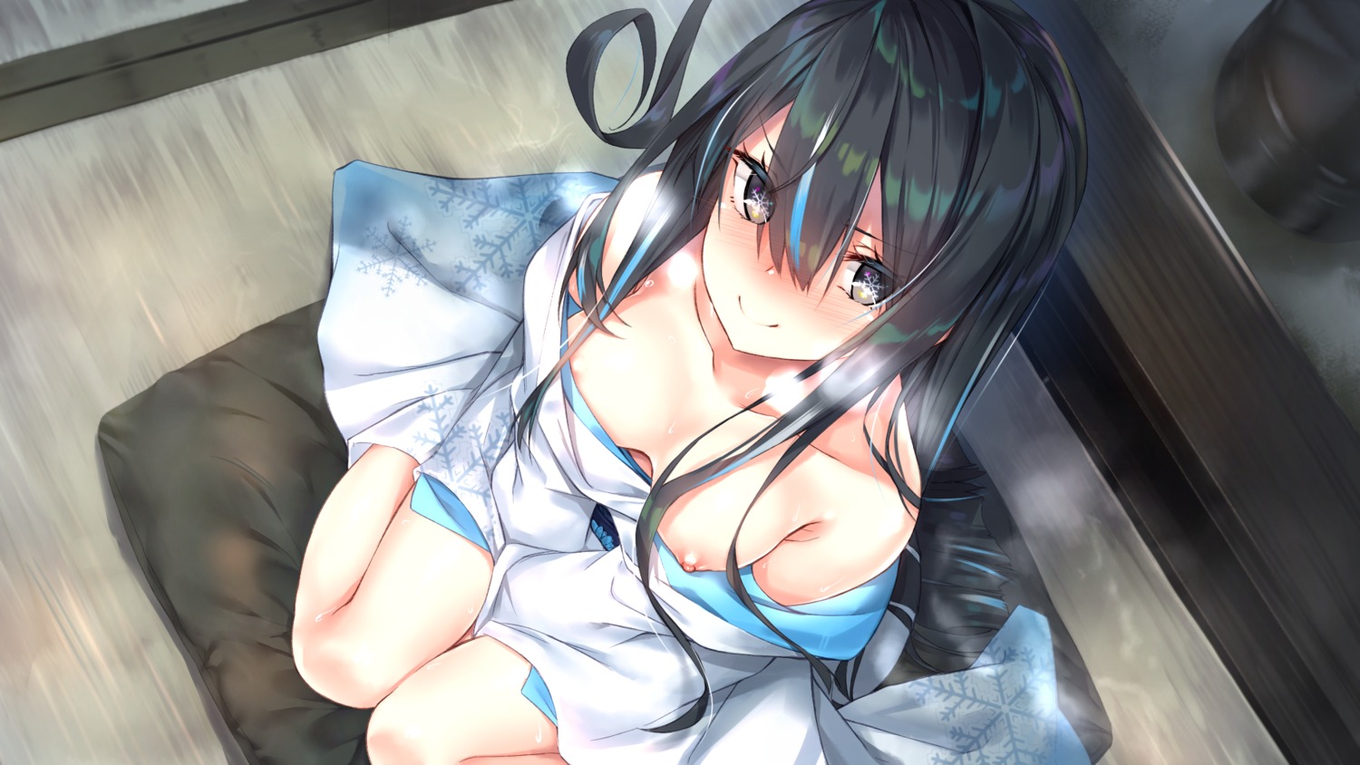 breasts nipples no_bra open_shirt rozea wallpaper yukata