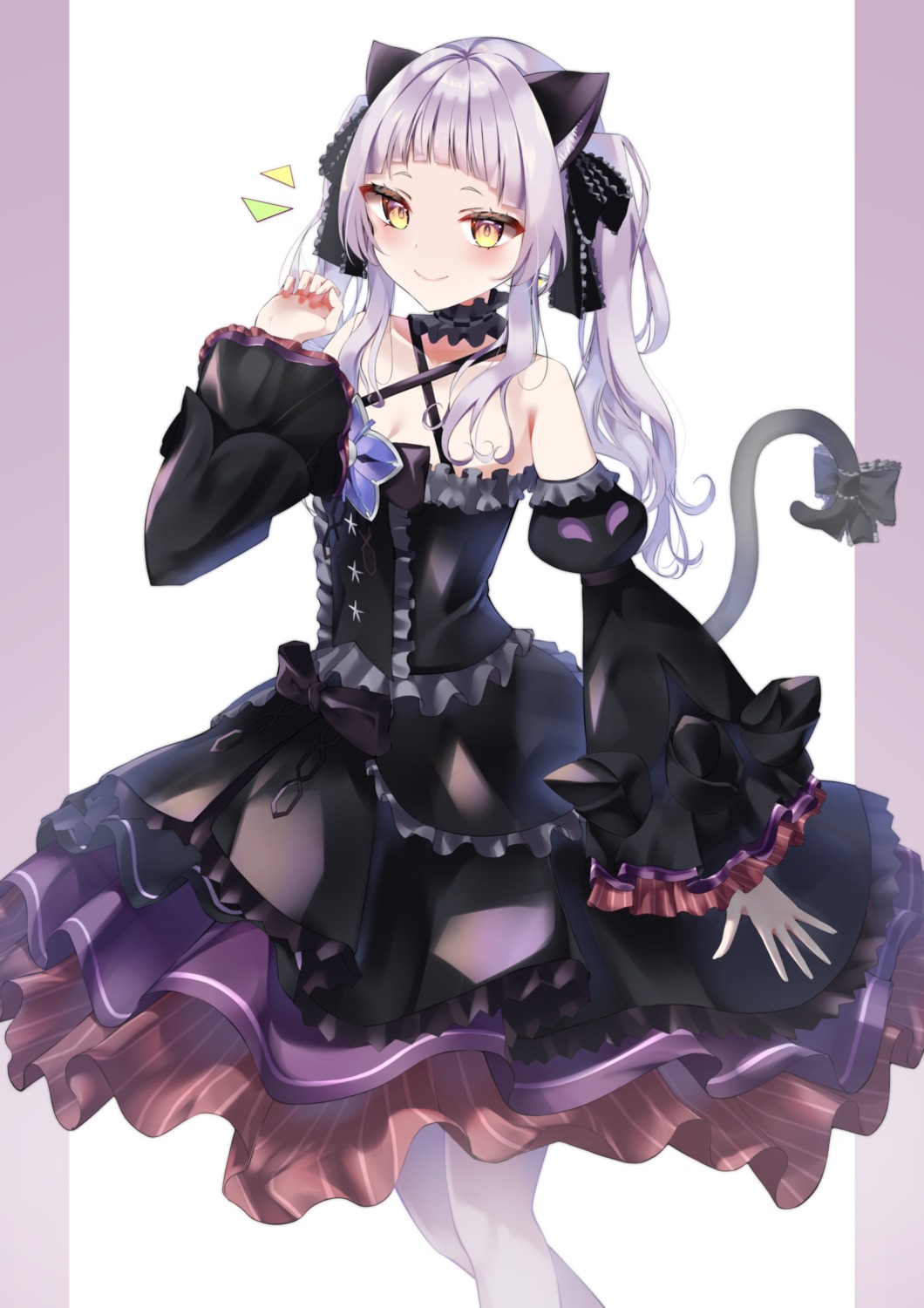 animal_ears dress gothic_lolita hololive lolita_fashion murasaki_shion nekomimi no_bra tail yay0ee