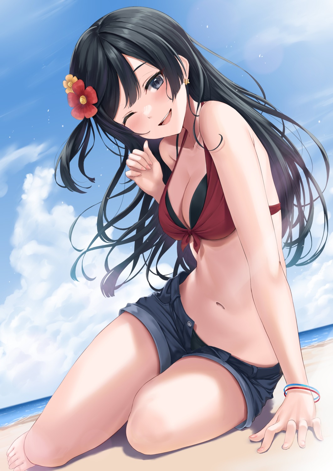 bikini cleavage love_live!_nijigasaki_high_school_idol_club rama_(yu-light8) swimsuits yuuki_setsuna