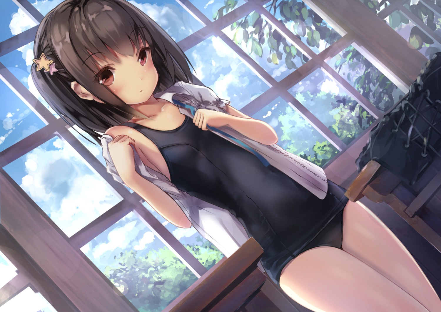 missile228 open_shirt school_swimsuit swimsuits undressing