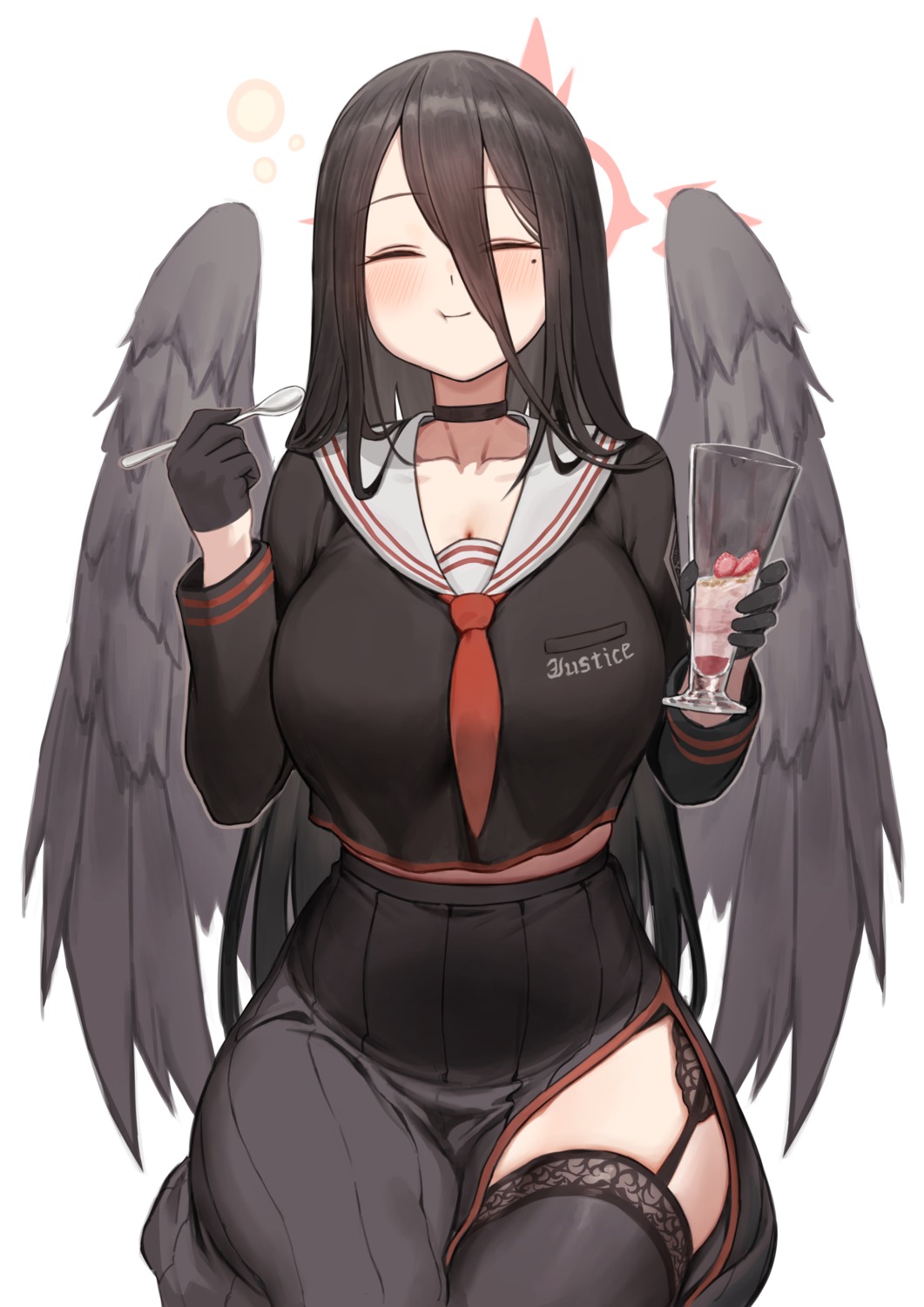 angel blue_archive hanekawa_hasumi marse_(rokudaime) seifuku stockings thighhighs wings