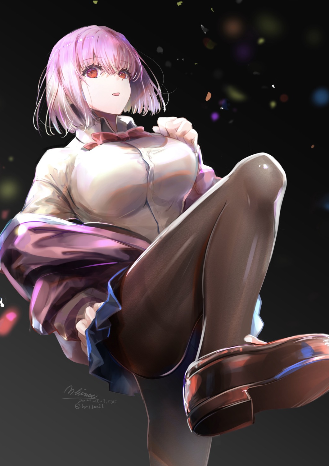 hirose_(10011) pantyhose seifuku shinjou_akane skirt_lift ssss.gridman