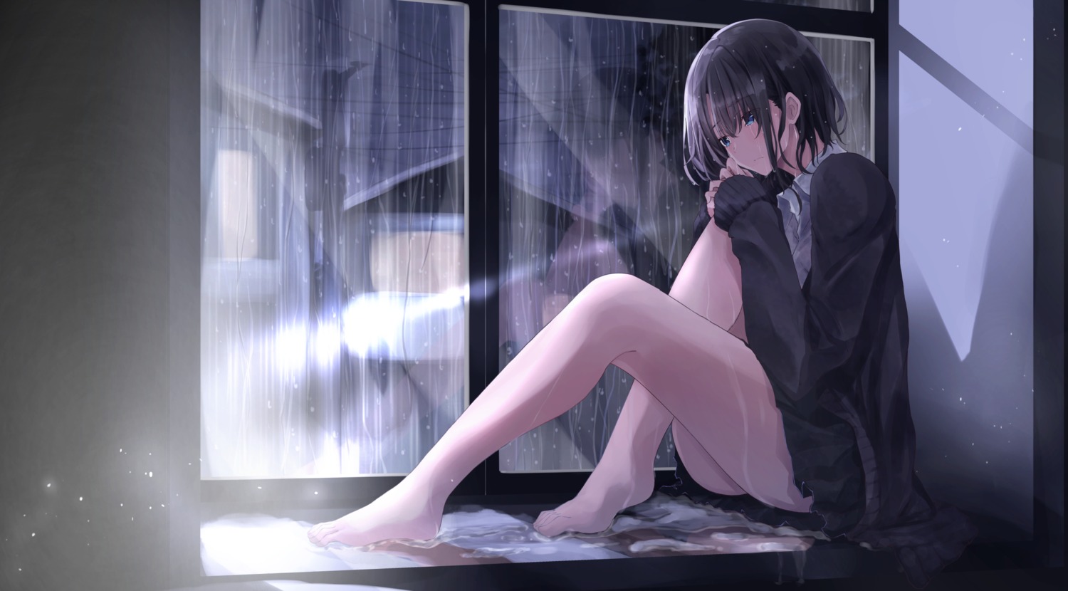 fuu_(fuore) seifuku skirt_lift sweater wet