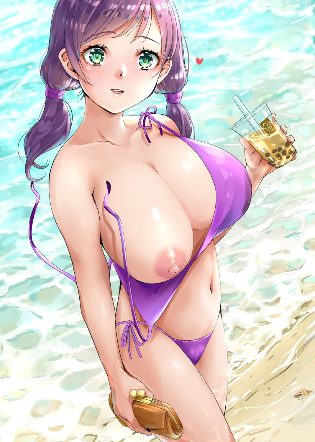 bikini breasts kntrs_(knyrs) love_live! nipples swimsuits toujou_nozomi wardrobe_malfunction