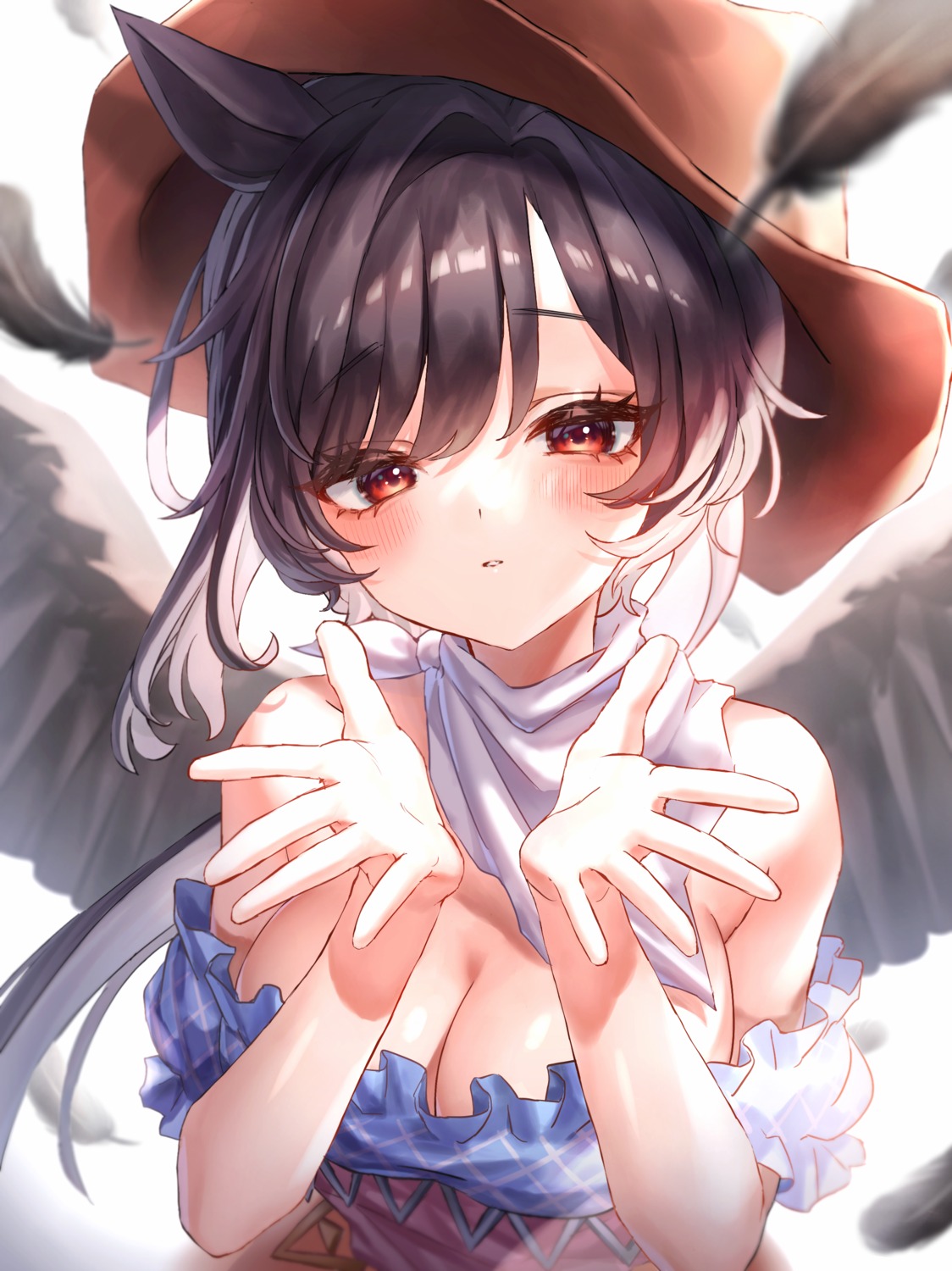 animal_ears kurokoma_saki no_bra touhou waramori_fuzuka wings