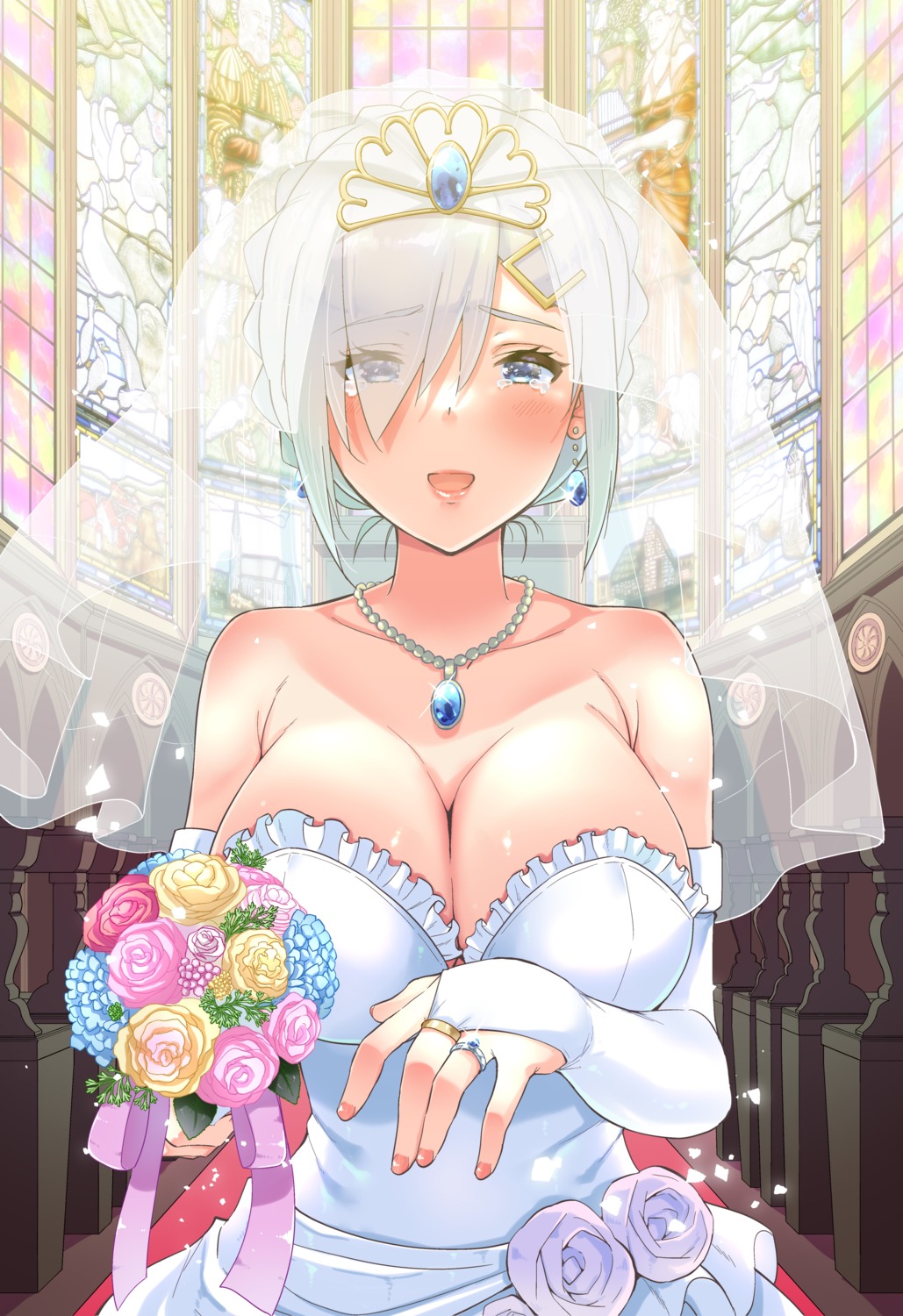 dress hamakaze_(kancolle) kantai_collection no_bra sarfata wedding_dress