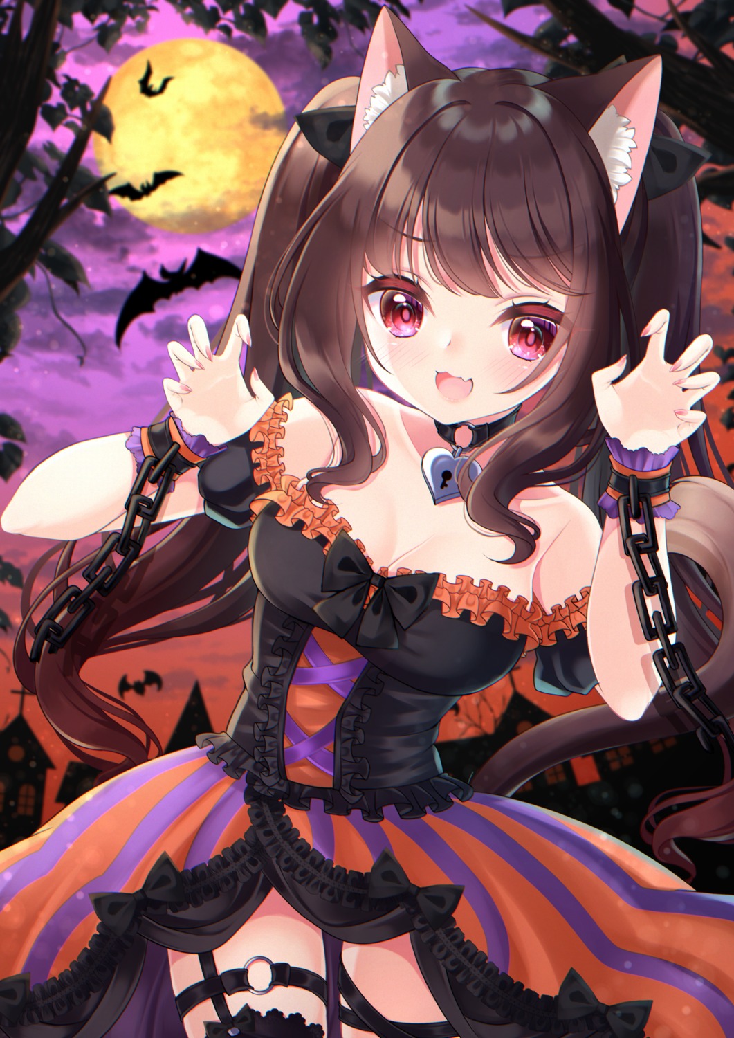 animal_ears cleavage garter halloween mirai_(happy-floral) stockings tail thighhighs