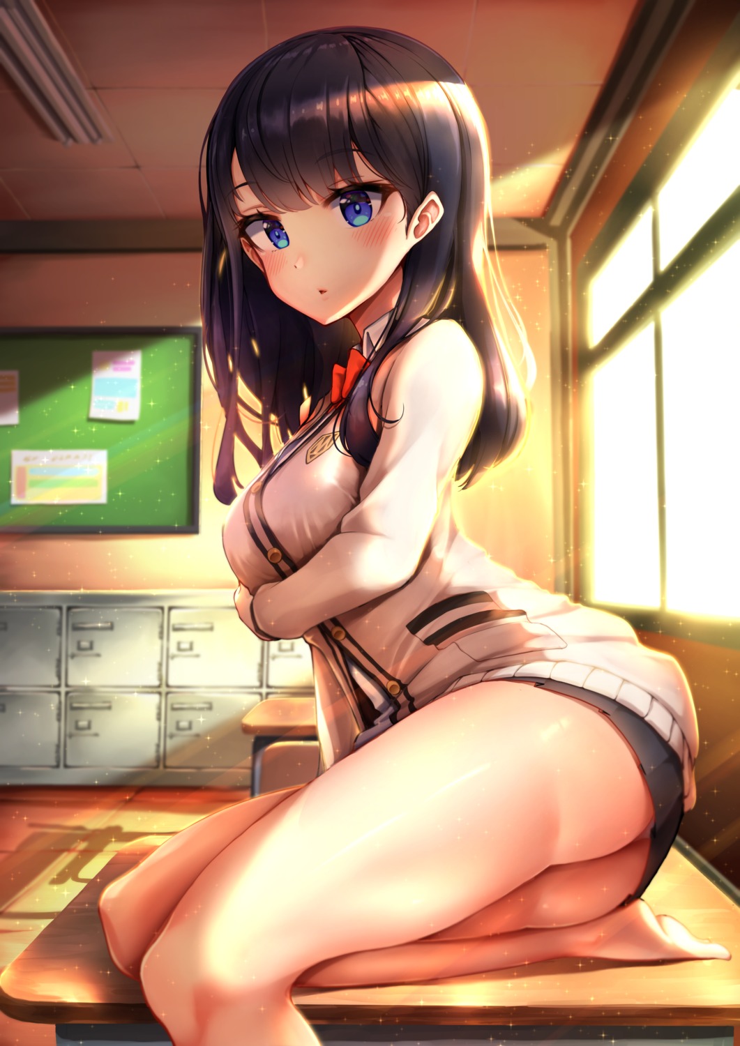 ass breast_hold gui_ss pantsu seifuku ssss.gridman sweater takarada_rikka thong