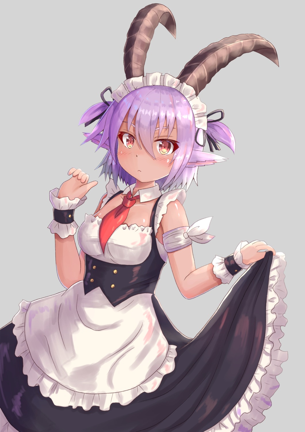 animal_ears cocoasabure horns maid skirt_lift