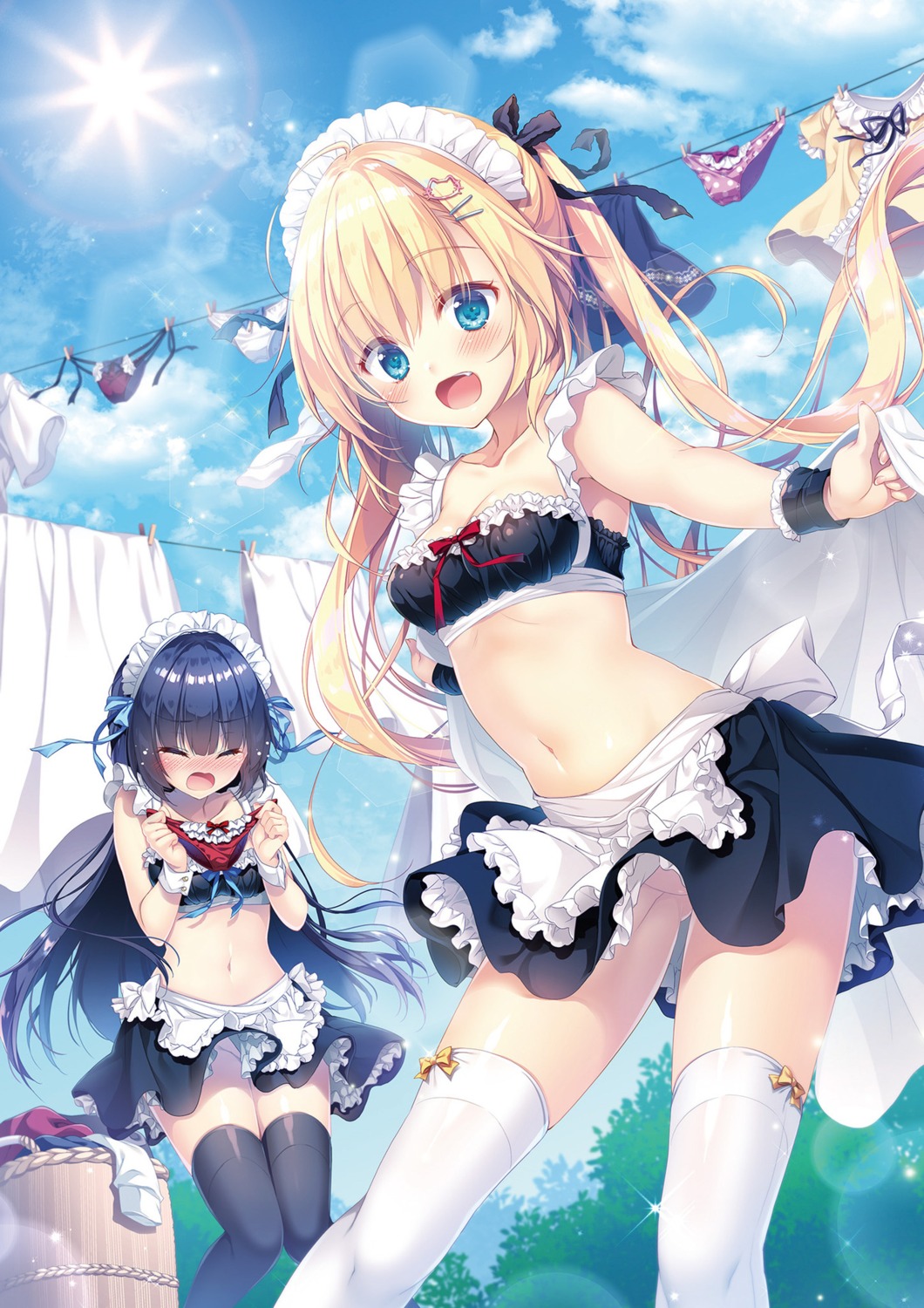 bra cleavage maid nopan skirt_lift suzushiro_atsushi thighhighs